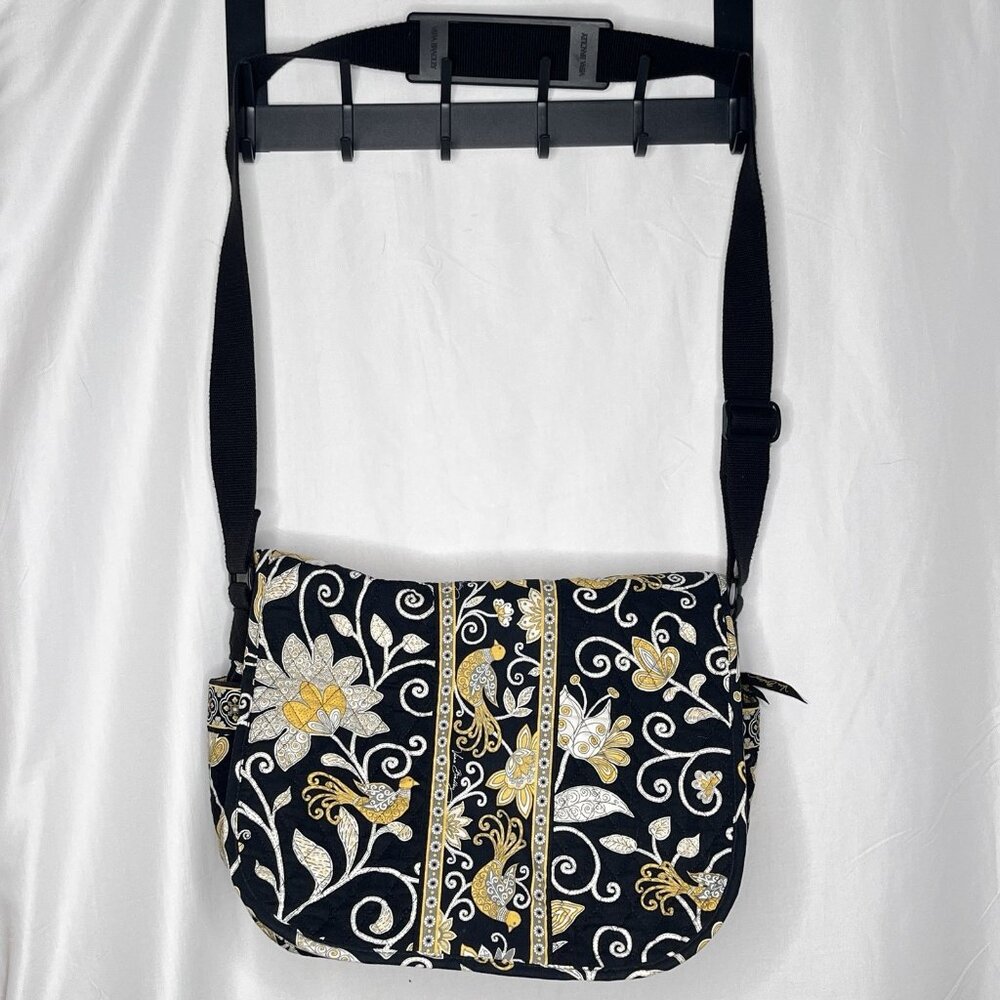 Vera Bradley Crossbody Messenger Laptop Bag Purse Shoulder Yellow Birds Pattern